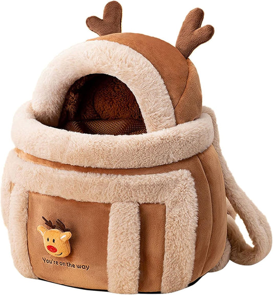 Pets plush reindeer dog travel bag