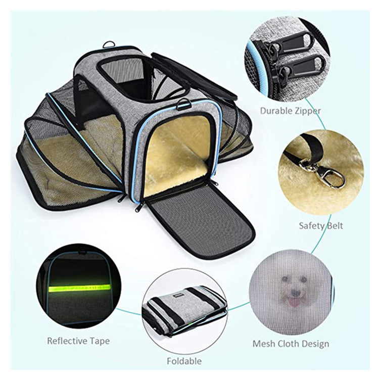 Carrier For Cat Pet Airline Approved Expandable Foldable