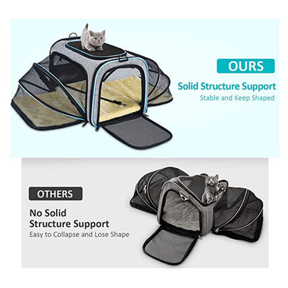 Carrier For Cat Pet Airline Approved Expandable Foldable